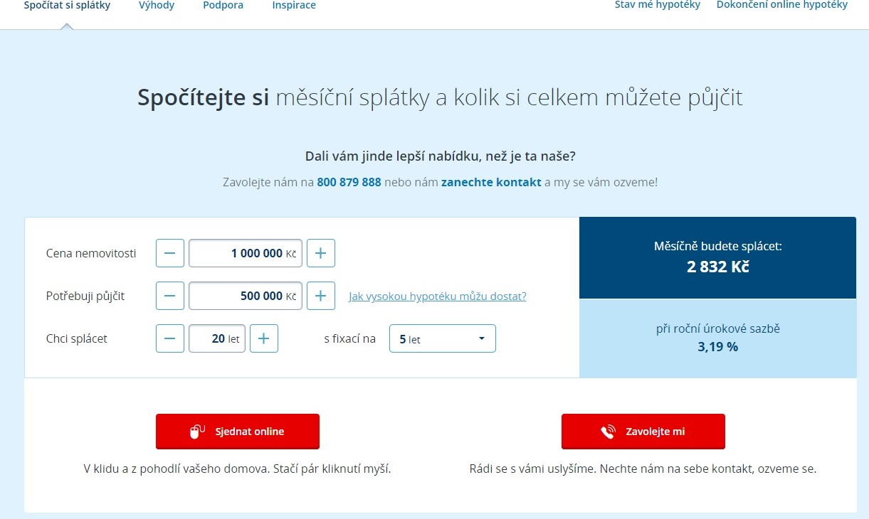 Hypoteční kalkulačka České spořitelny