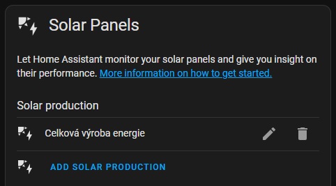 Integrace elektřiny vyrobené ze slunce do energy dashboard